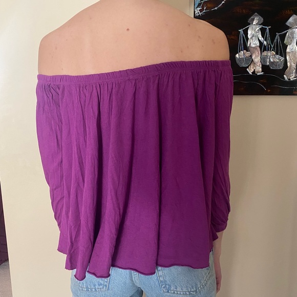 Truly Madly Deeply Purple Off the Shoulder Top | Size XS - Picture 3 of 3